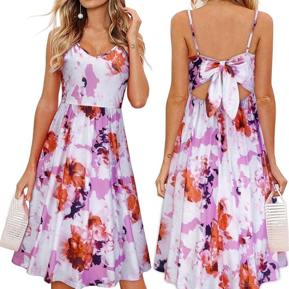 Floral sundress size M with tie back